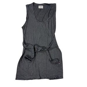 Sol Angeles Womens Black White Striped Sleeveless Waist Tie Mini Dress Medium